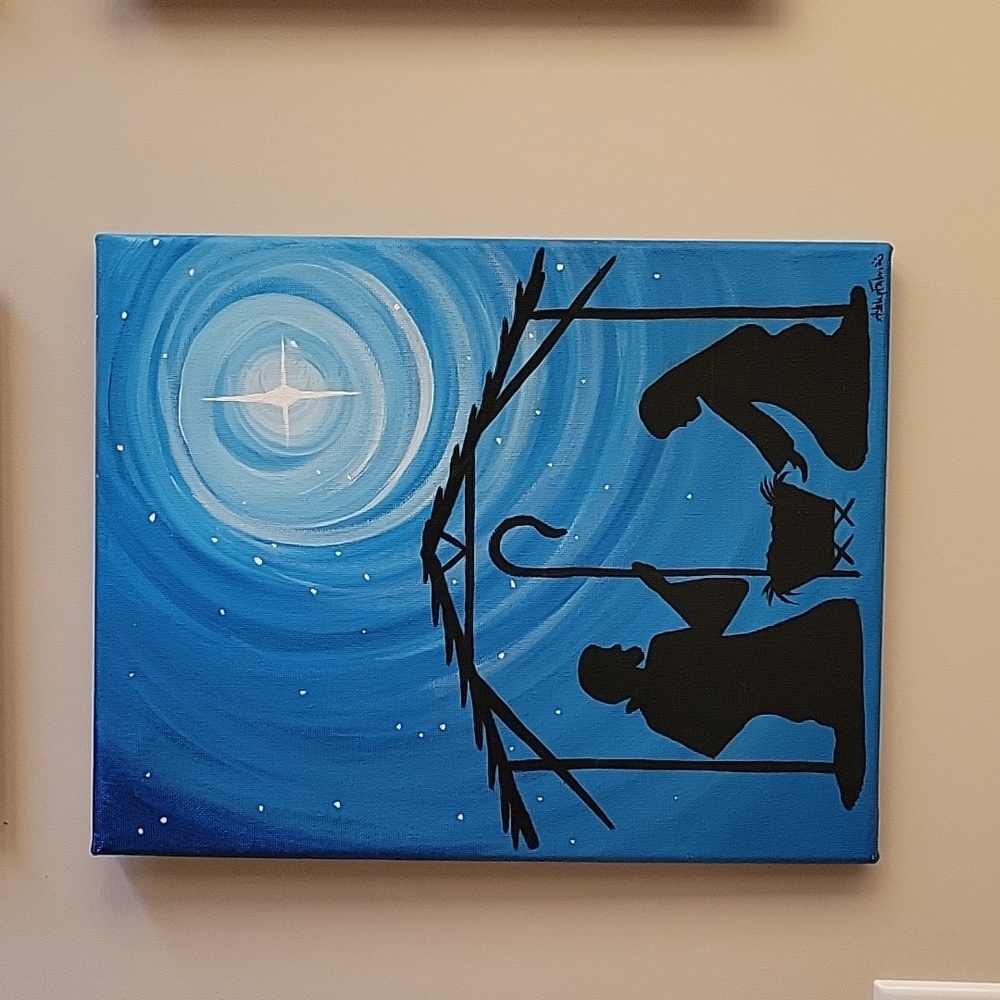11 inches x 14 inches Manger Painting by Ashley Gabrizio